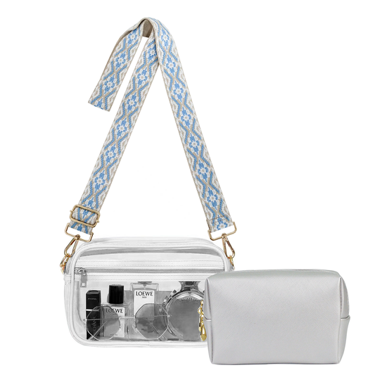KEBEIXUAN Stadium-Approved Clear Bag – Chic Transparent Crossbody Purse for Women at Concerts & Sports Days