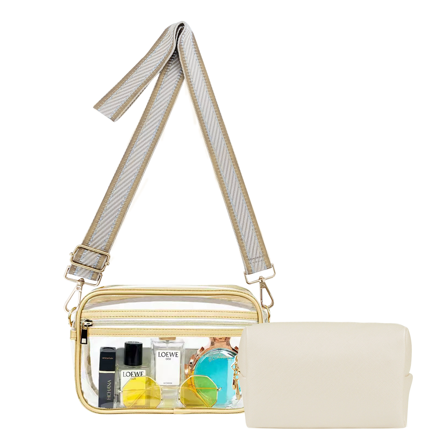 KEBEIXUAN Stadium-Approved Clear Bag – Chic Transparent Crossbody Purse for Women at Concerts & Sports Days