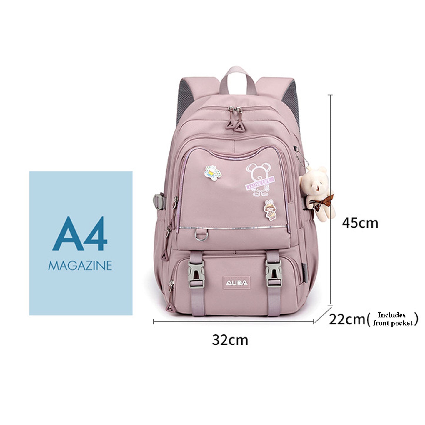 KEBEIXUAN Girls Backpacks Bear Bookbags Elementary Middle School Laptop Compartment