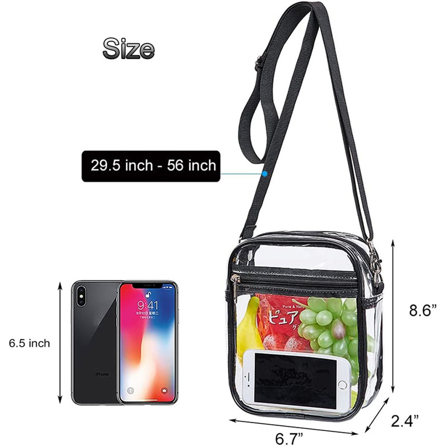 KEBEIXUAN Clear Crossbody Bag Stadium Events Clear Purses