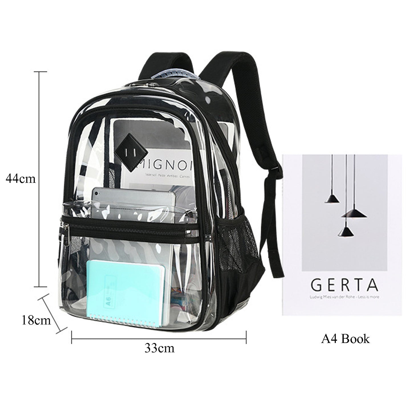 KEBEIXUAN Clear Backpack Heavy Duty PVC Transparent Unisex