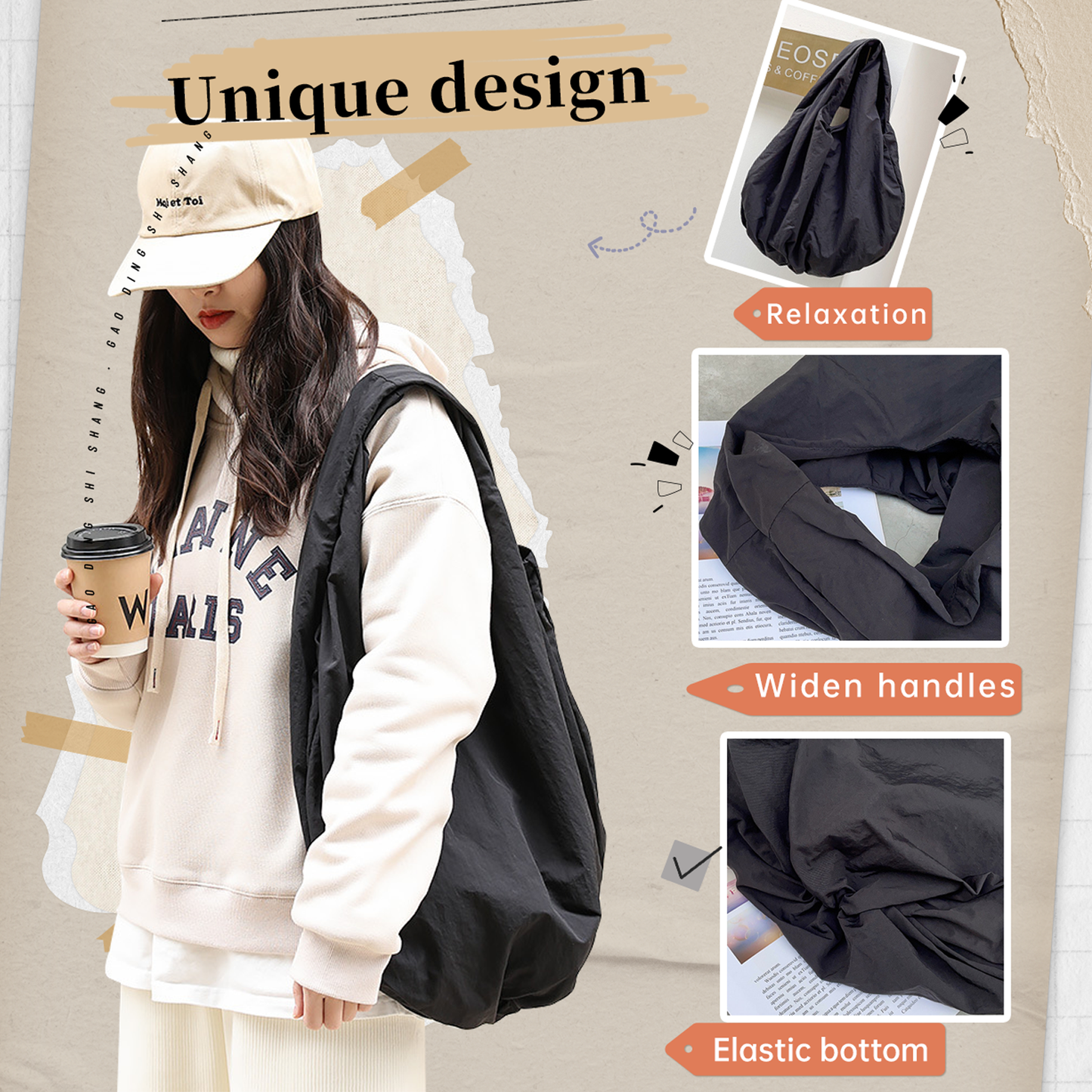 KEBEIXUAN Hobo Bags for Women Stylish Large Capacity Shoulder Bag Casual Messenger Slouchy Bag for Travel College and Work