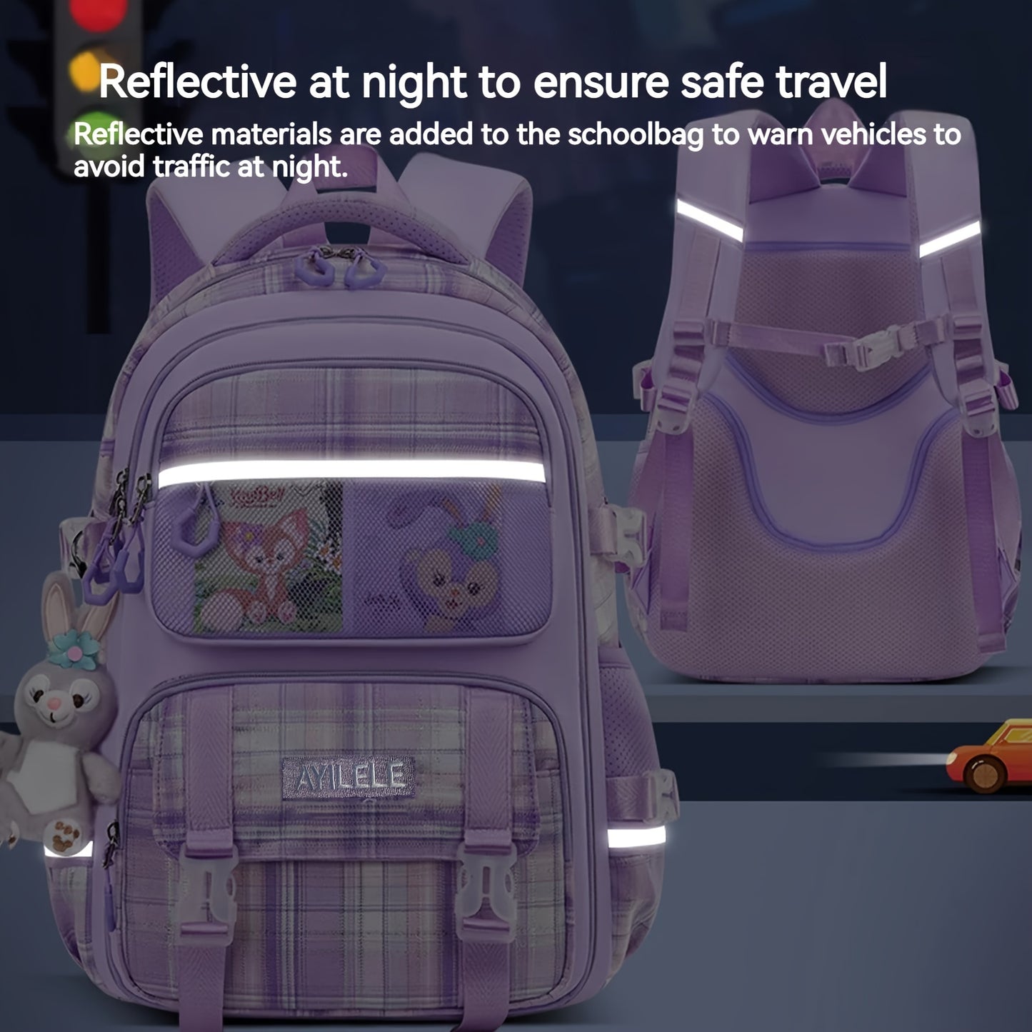 KEBEIXUAN 2024 New Girls Student Backpack, Side Open Schoolbag