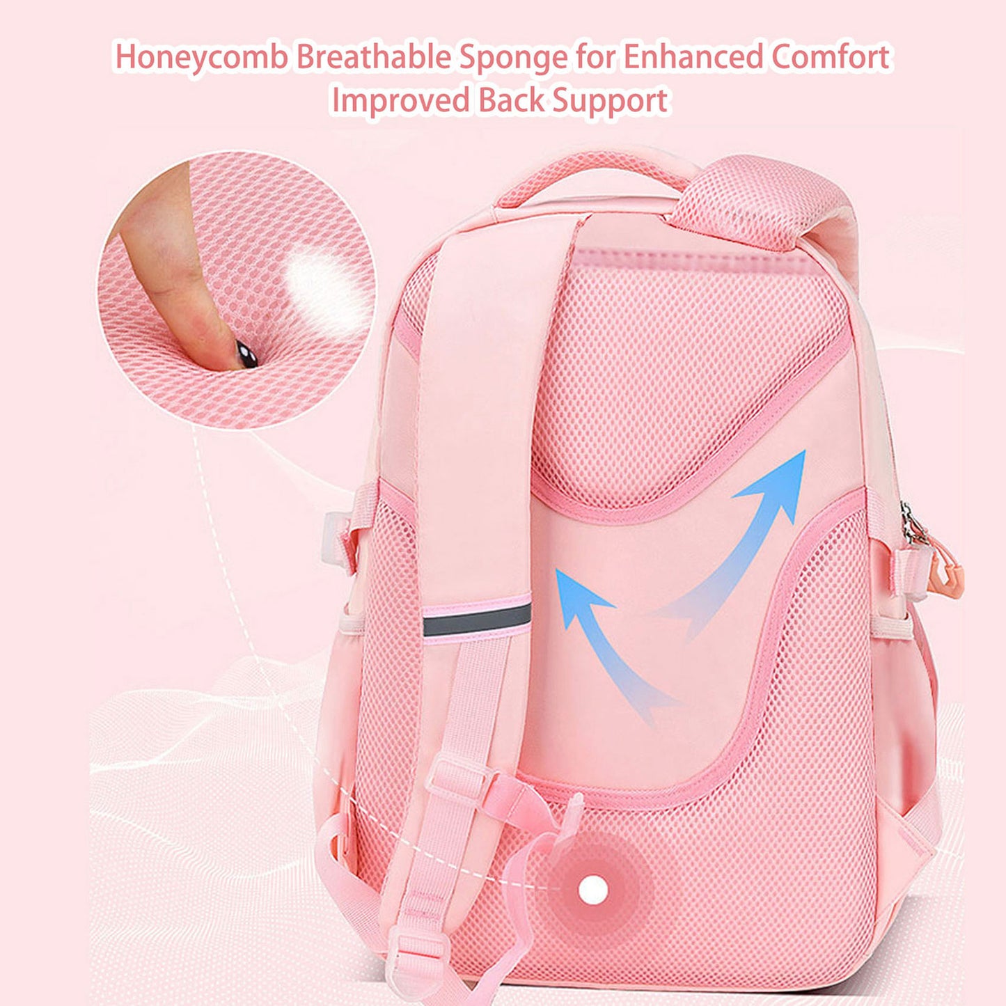 KEBEIXUAN 3-Piece School Bag Set for Girls – Kawaii Backpack with Lunch Bag & Pencil Case for Ages 6–15