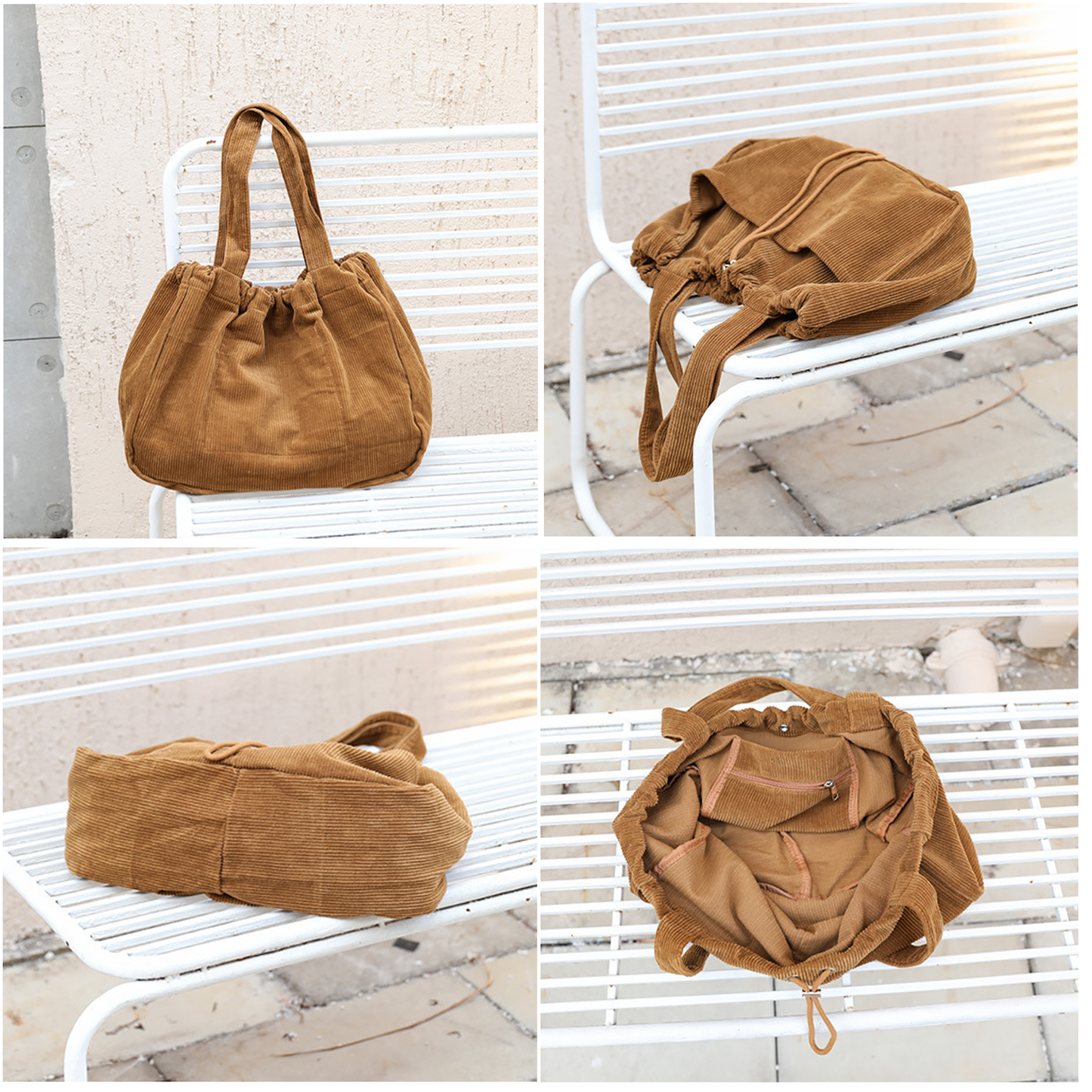 WYCY Corduroy Tote Bag for Women, Large Capacity Corduroy Bag Work Drawstring Bags with Inner Pocket Office Tote Handbag