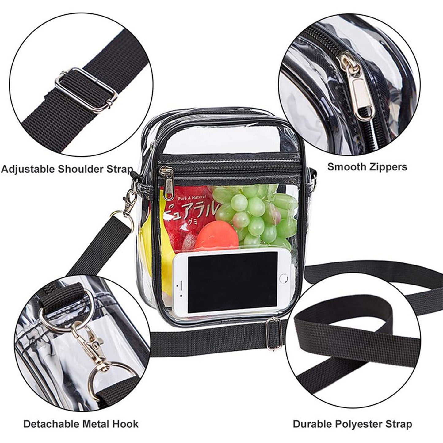 KEBEIXUAN Clear Crossbody Bag Stadium Events Clear Purses