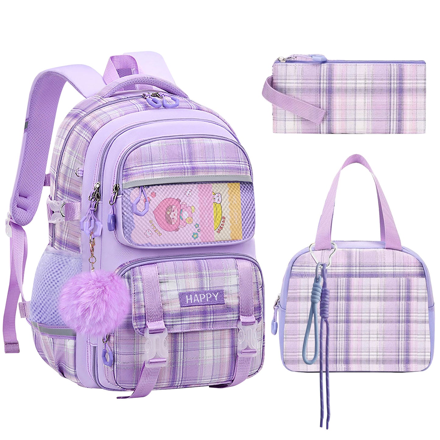 KEBEIXUAN Large Capacity School Backpack for Girls – Cute & Practical Bookbag for Kids Ages 6–12
