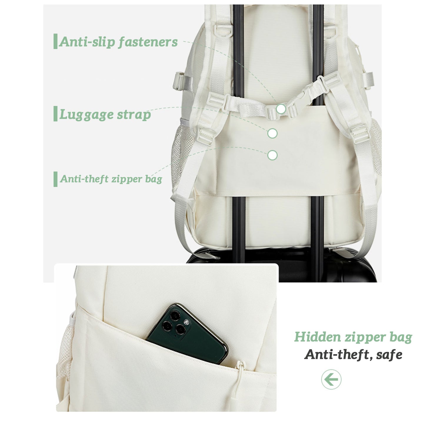 KEBEIXUAN Large School Backpack for Teen Girls – Stylish Bookbag with Laptop Sleeve for High School, College & Daily Use