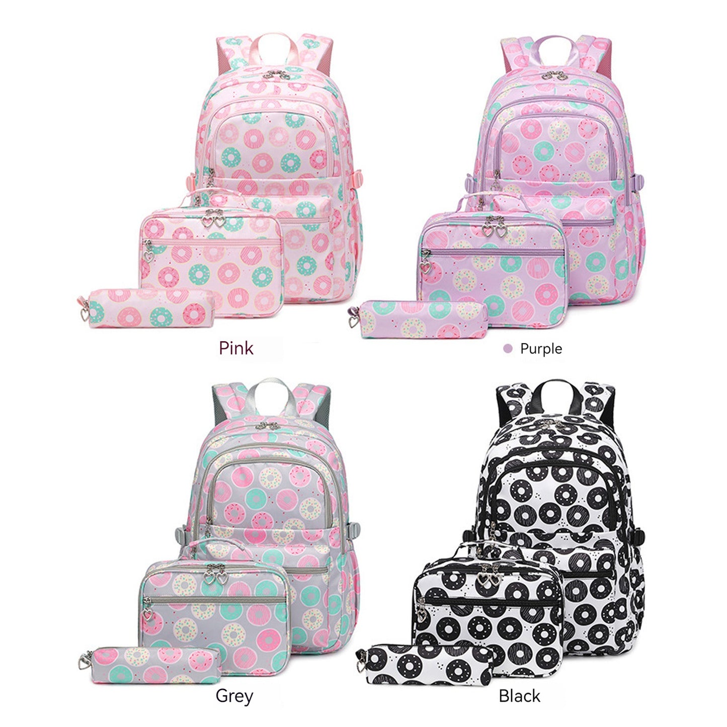 KEBEIXUAN Mochilas para niñas conjunto casual con bolsa de almuerzo