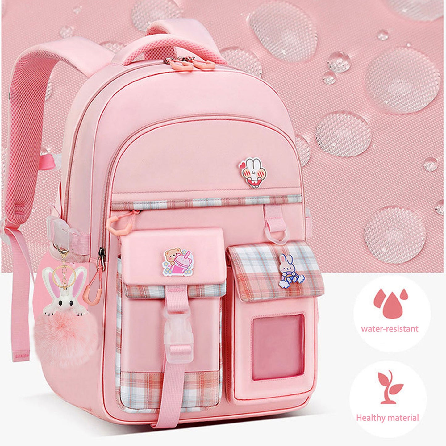 KEBEIXUAN 3-Piece School Bag Set for Girls – Kawaii Backpack with Lunch Bag & Pencil Case for Ages 6–15