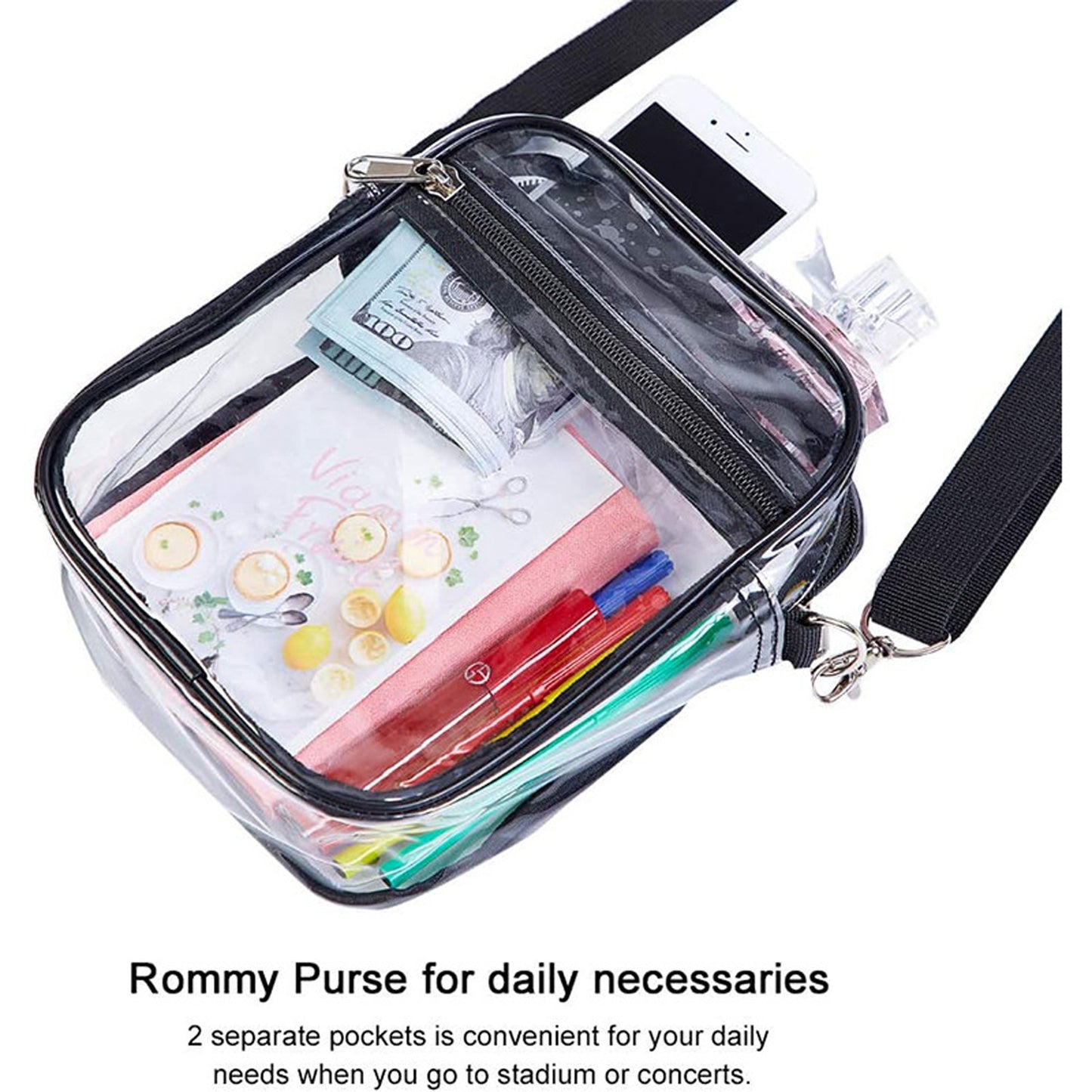 KEBEIXUAN Clear Crossbody Bag Stadium Events Clear Purses