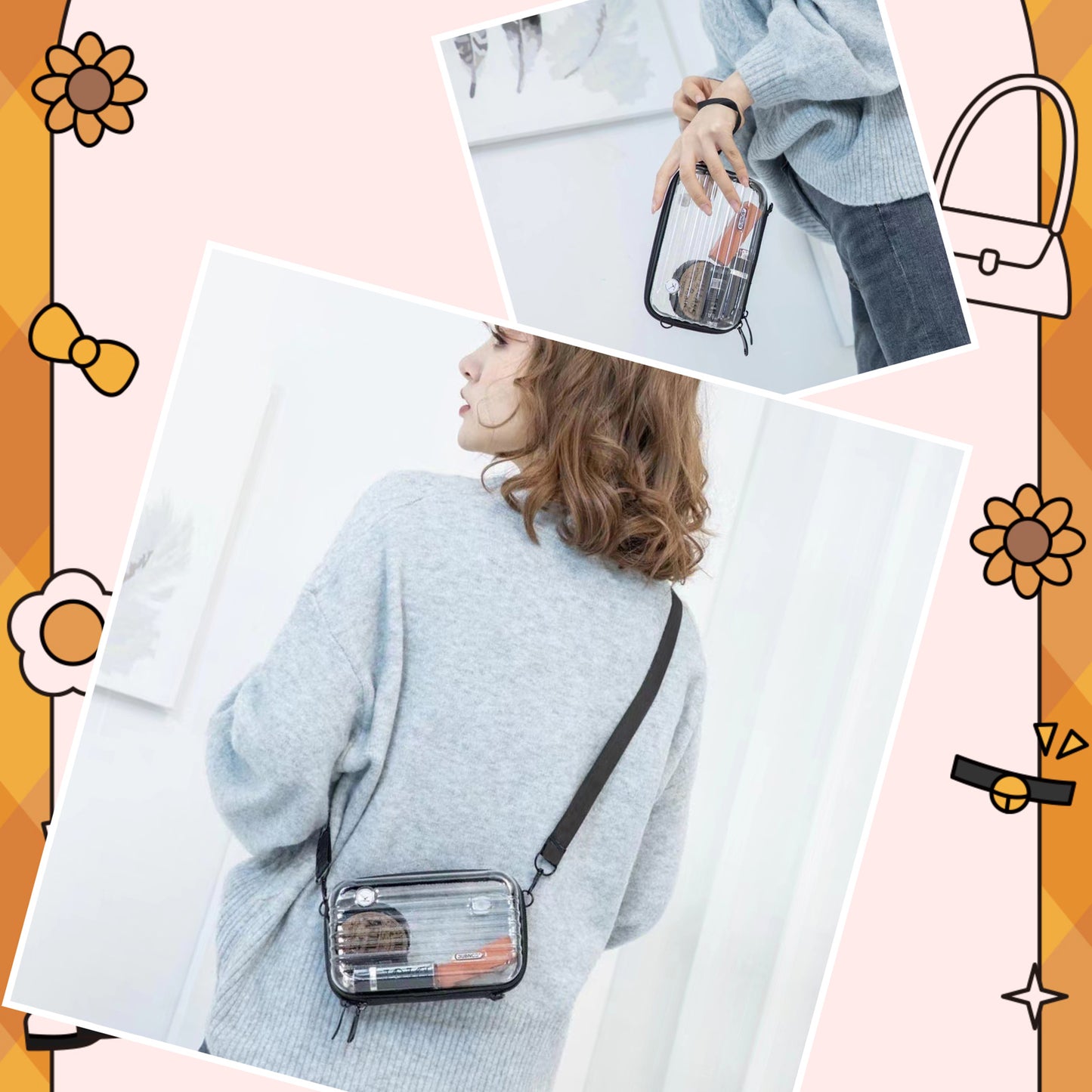 KEBEIXUAN Clear Purse for Women Stadium Crossbody Bag