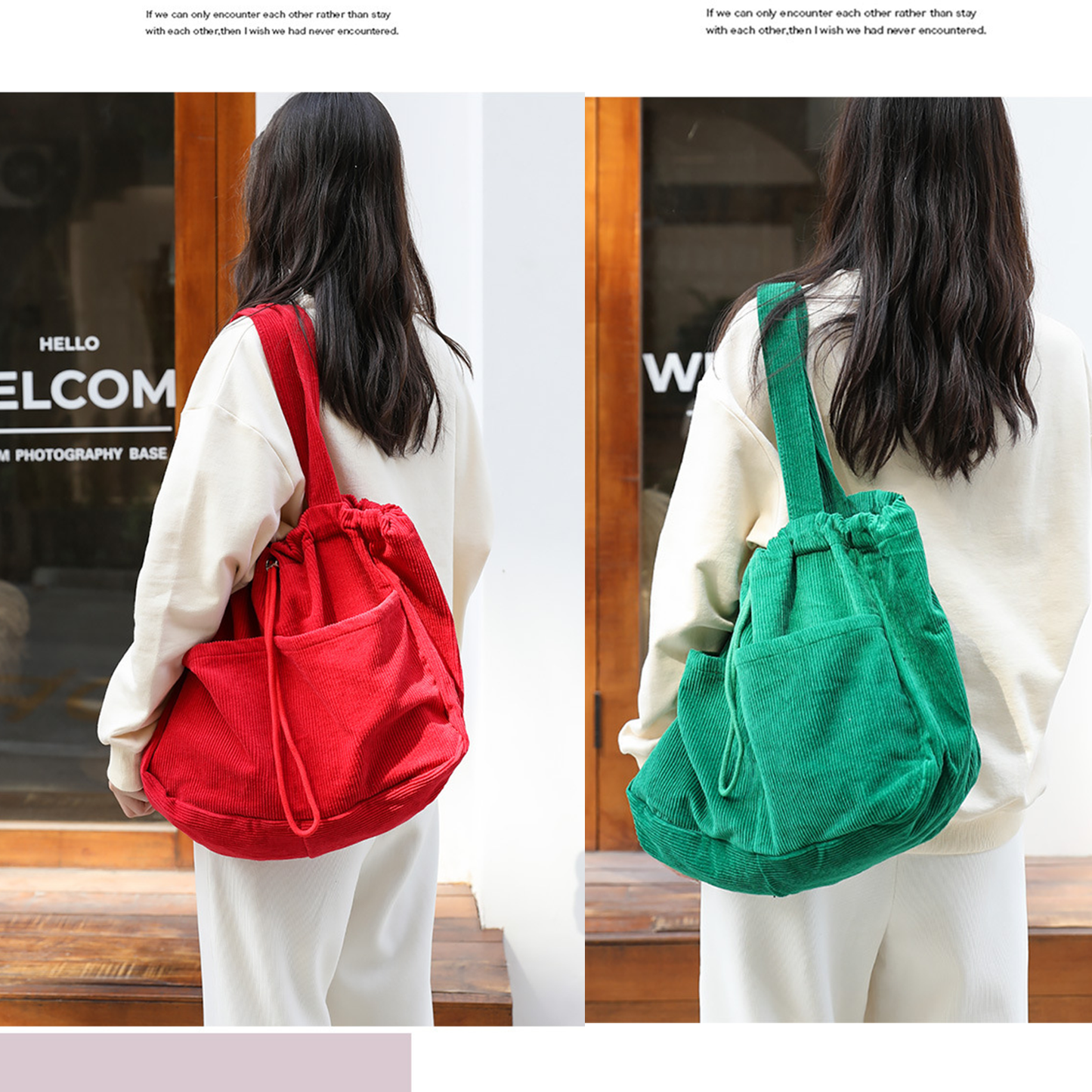 WYCY Corduroy Tote Bag for Women, Large Capacity Corduroy Bag Work Drawstring Bags with Inner Pocket Office Tote Handbag