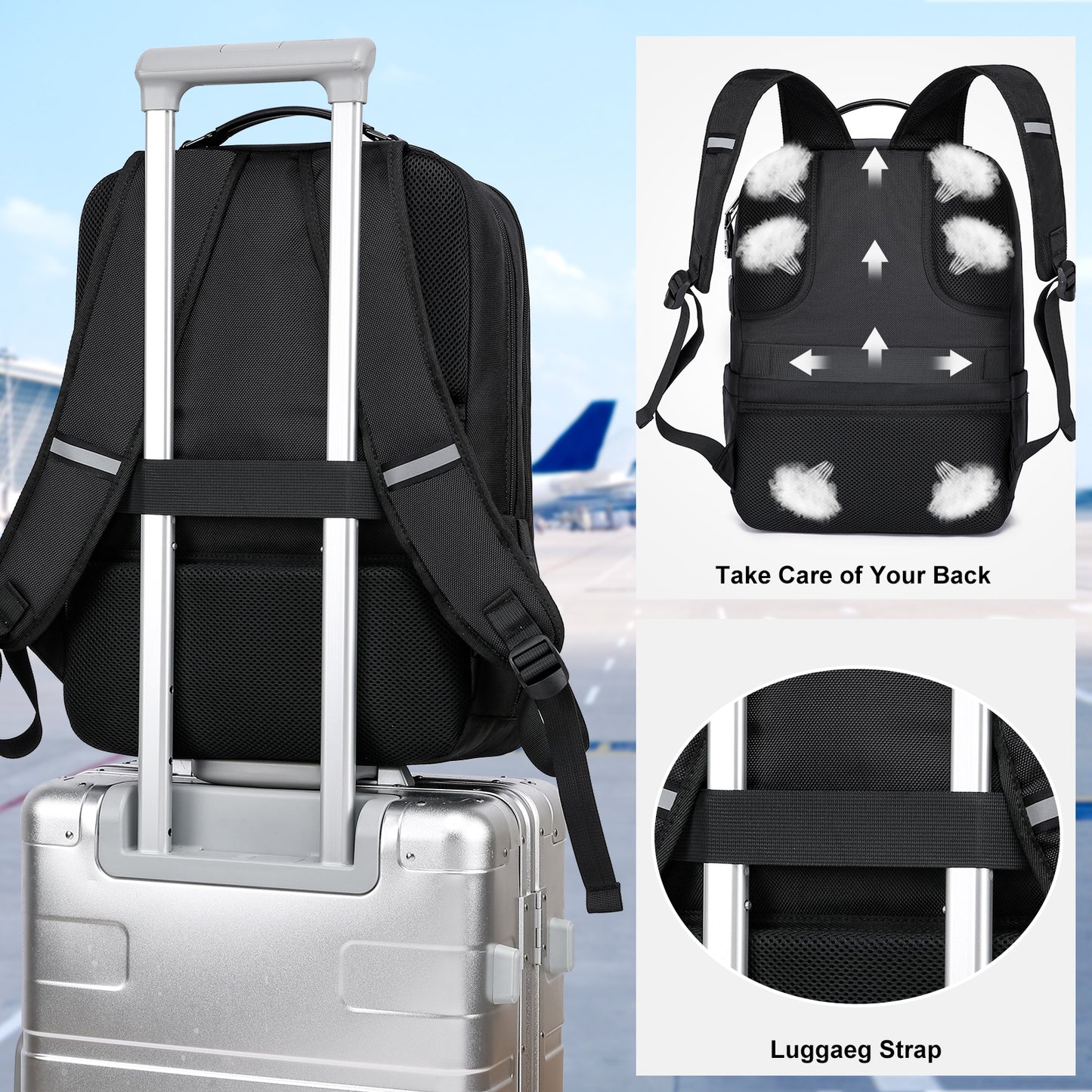 KEBEIXUAN Backpacks for Men Laptop Backpack Business Anti Theft Computer Bag for College School 15.6 Inch Work Backpack with USB Charge Port