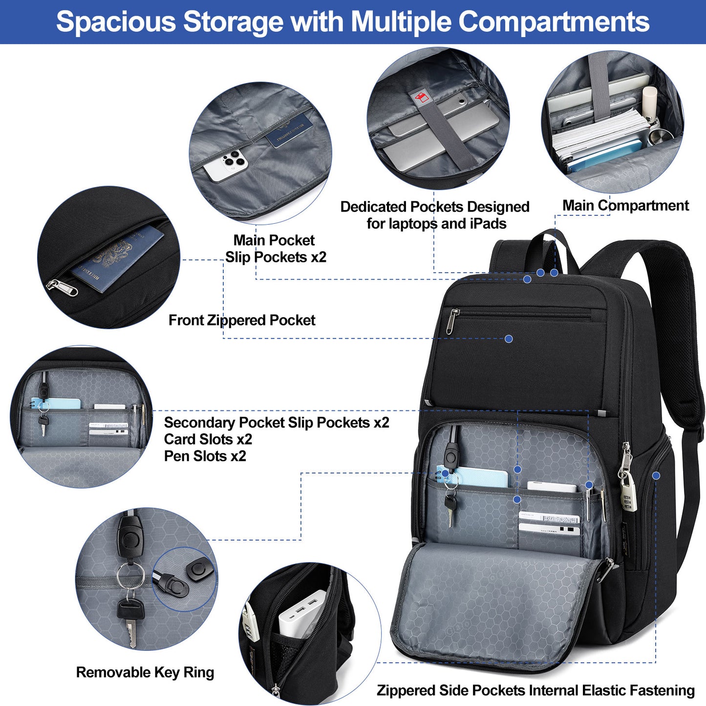 KEBEIXUAN Backpacks for Men Business Laptop Backpack Anti Theft College School Work Backpack Fits 17 Inch Computer