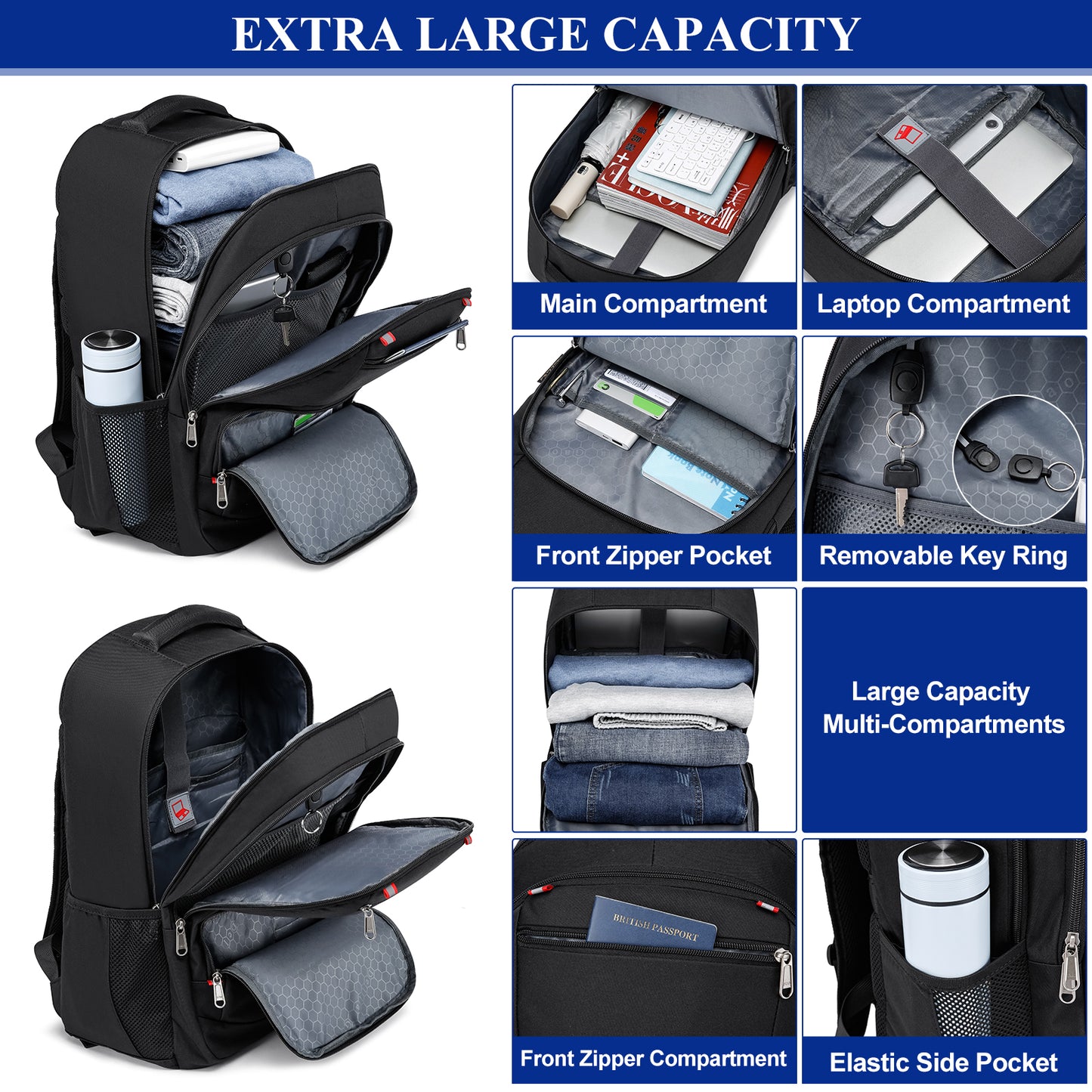 KEBEIXUAN Backpacks for Men Laptop Travel Backpack Anti Theft College School Computer Bag Large Backpack for Men Fits 17 Inch Laptop