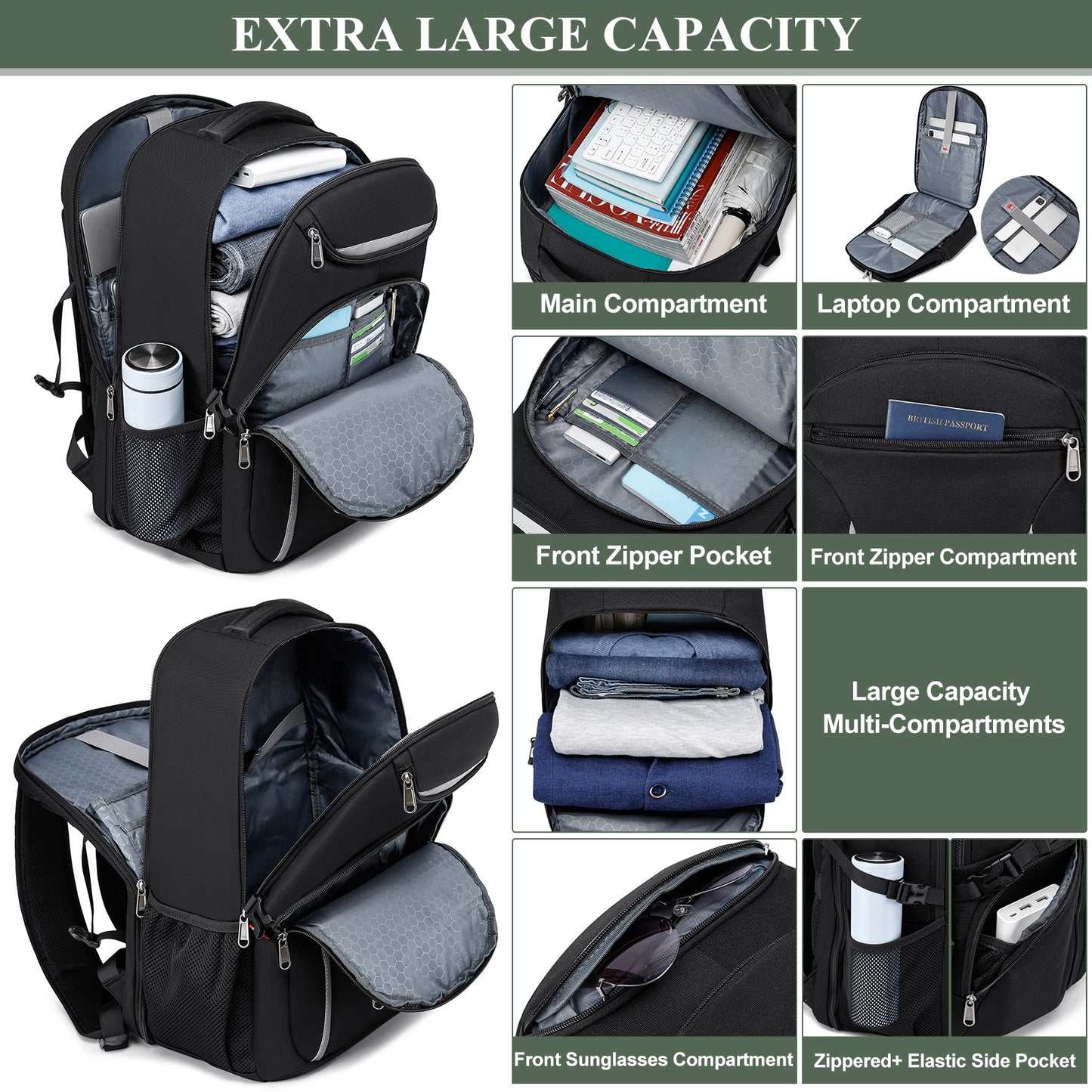KEBEIXUAN Backpacks for Men Laptop Backpack Travel Anti Theft College School Bag Extra Large Backpacks Fits 17 Inch Computer