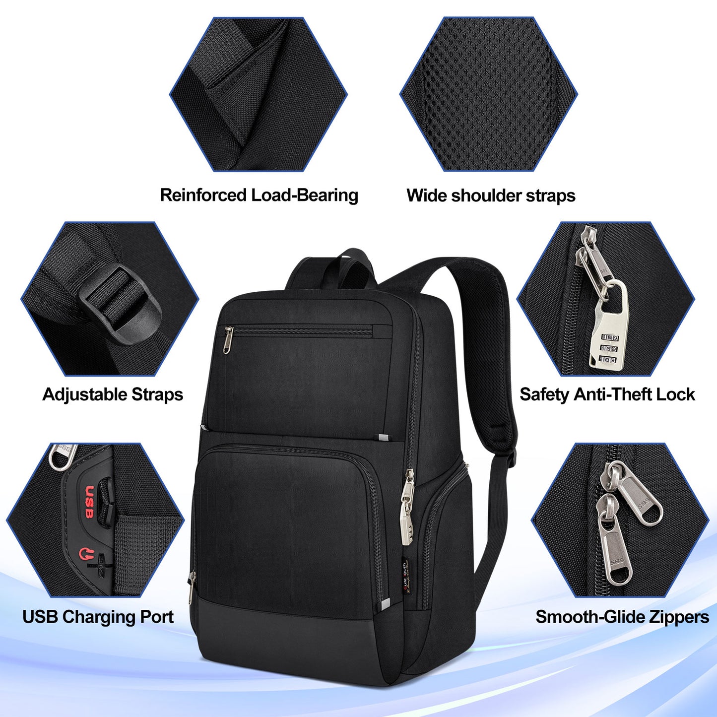 KEBEIXUAN Backpacks for Men Business Laptop Backpack Anti Theft College School Work Backpack Fits 17 Inch Computer