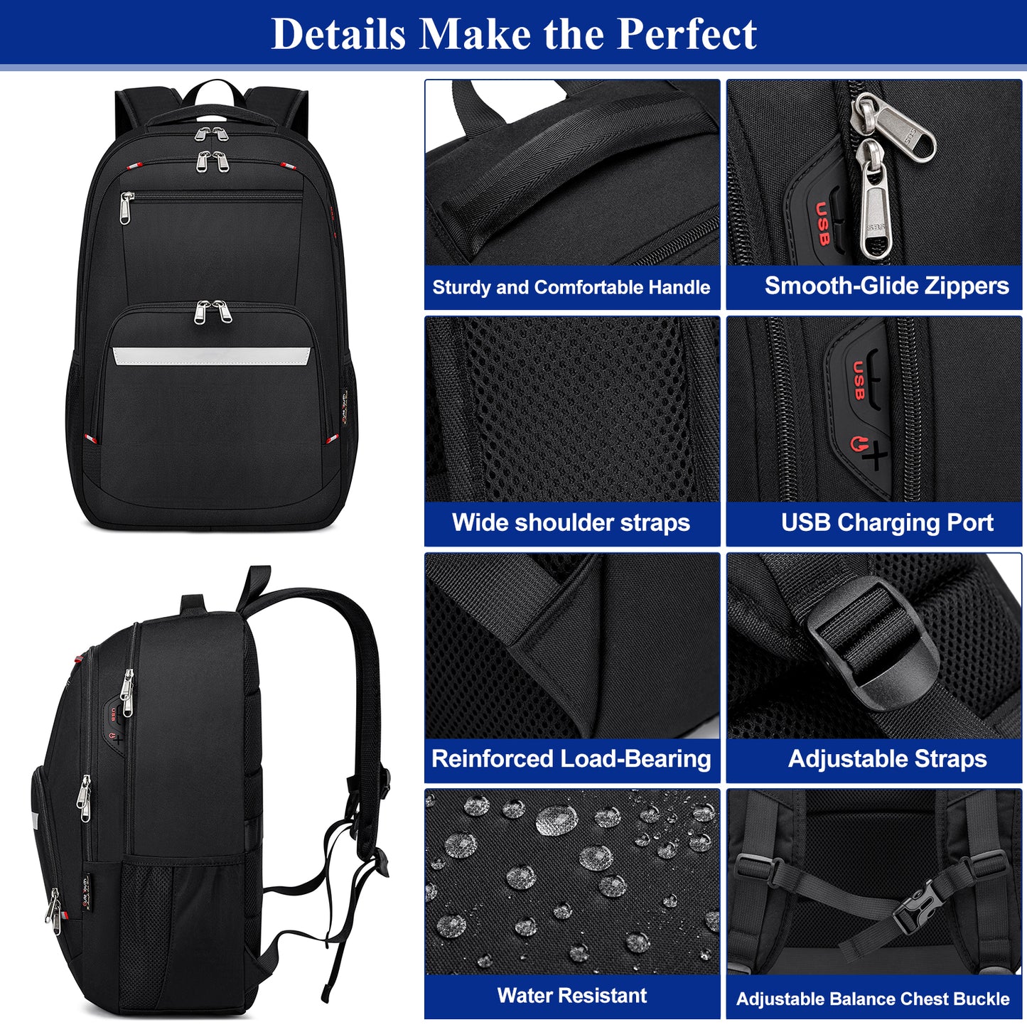 KEBEIXUAN Backpacks for Men Laptop Travel Backpack Anti Theft College School Computer Bag Large Backpack for Men Fits 17 Inch Laptop