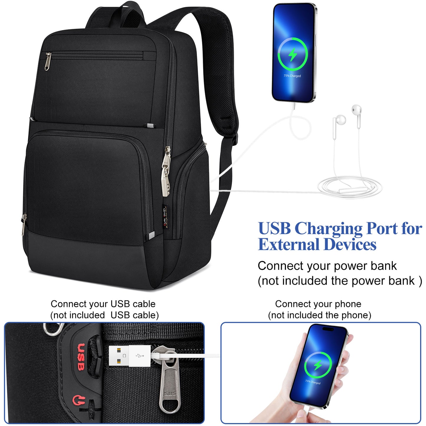 KEBEIXUAN Backpacks for Men Business Laptop Backpack Anti Theft College School Work Backpack Fits 17 Inch Computer