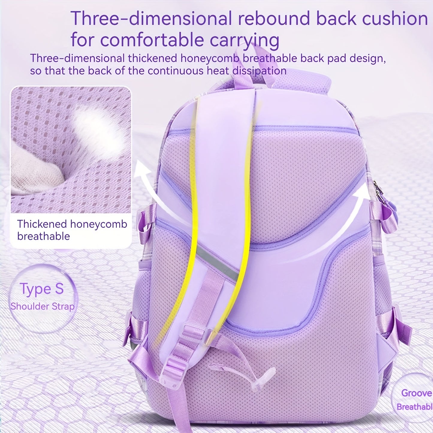 KEBEIXUAN 2024 New Girls Student Backpack, Side Open Schoolbag