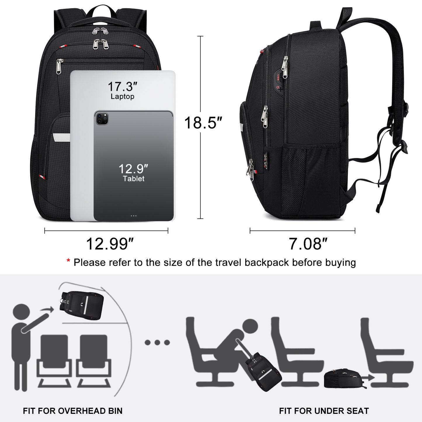 KEBEIXUAN Backpacks for Men Laptop Travel Backpack Anti Theft College School Computer Bag Large Backpack for Men Fits 17 Inch Laptop