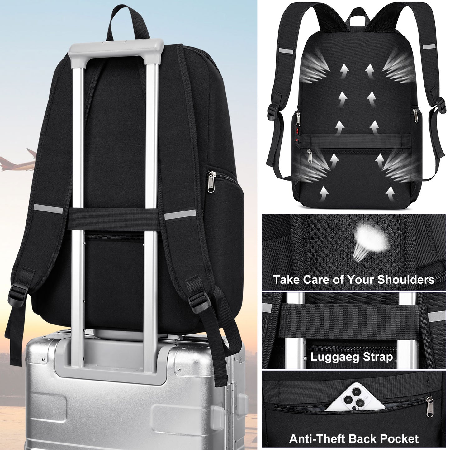 KEBEIXUAN Backpacks for Men Business Laptop Backpack Anti Theft College School Work Backpack Fits 17 Inch Computer