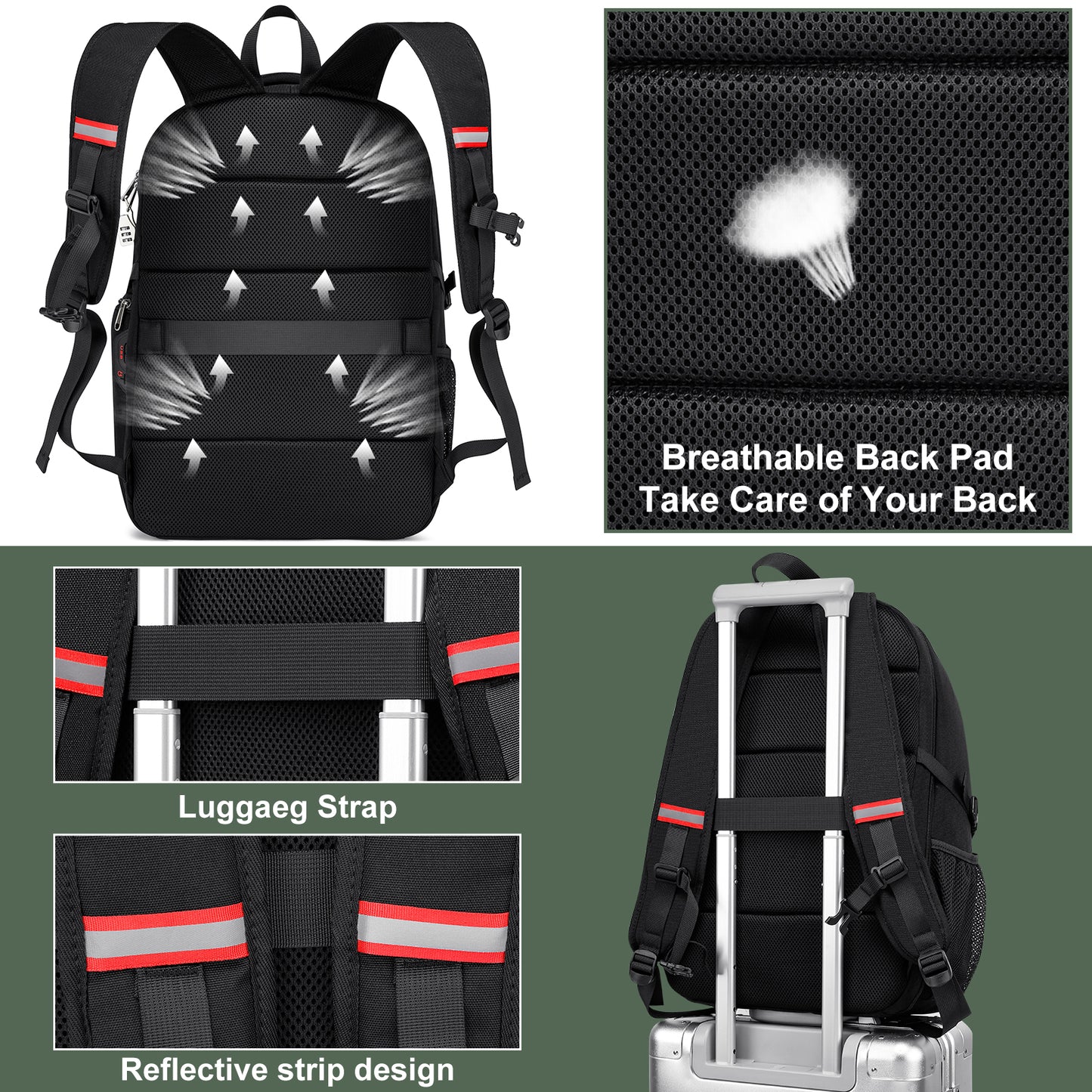 KEBEIXUAN Backpacks for Men Laptop Backpack Travel Anti Theft College School Bag Extra Large Backpacks Fits 17 Inch Computer