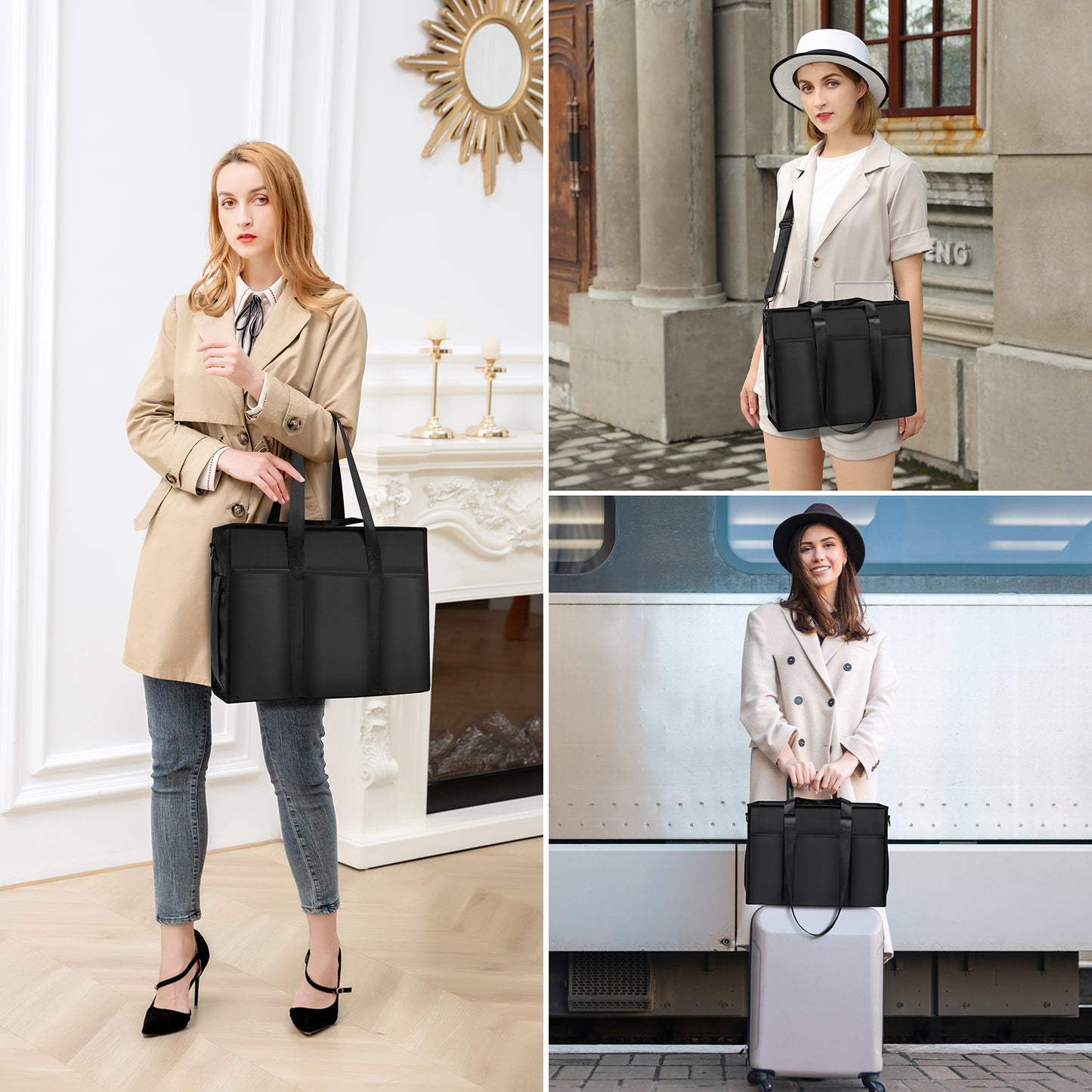 KEBEIXUAN Tote Bag for Women Work, Laptop Bag with Thick Bottom, Waterproof, 22 Pockets for Teacher, Nurse, Professionals