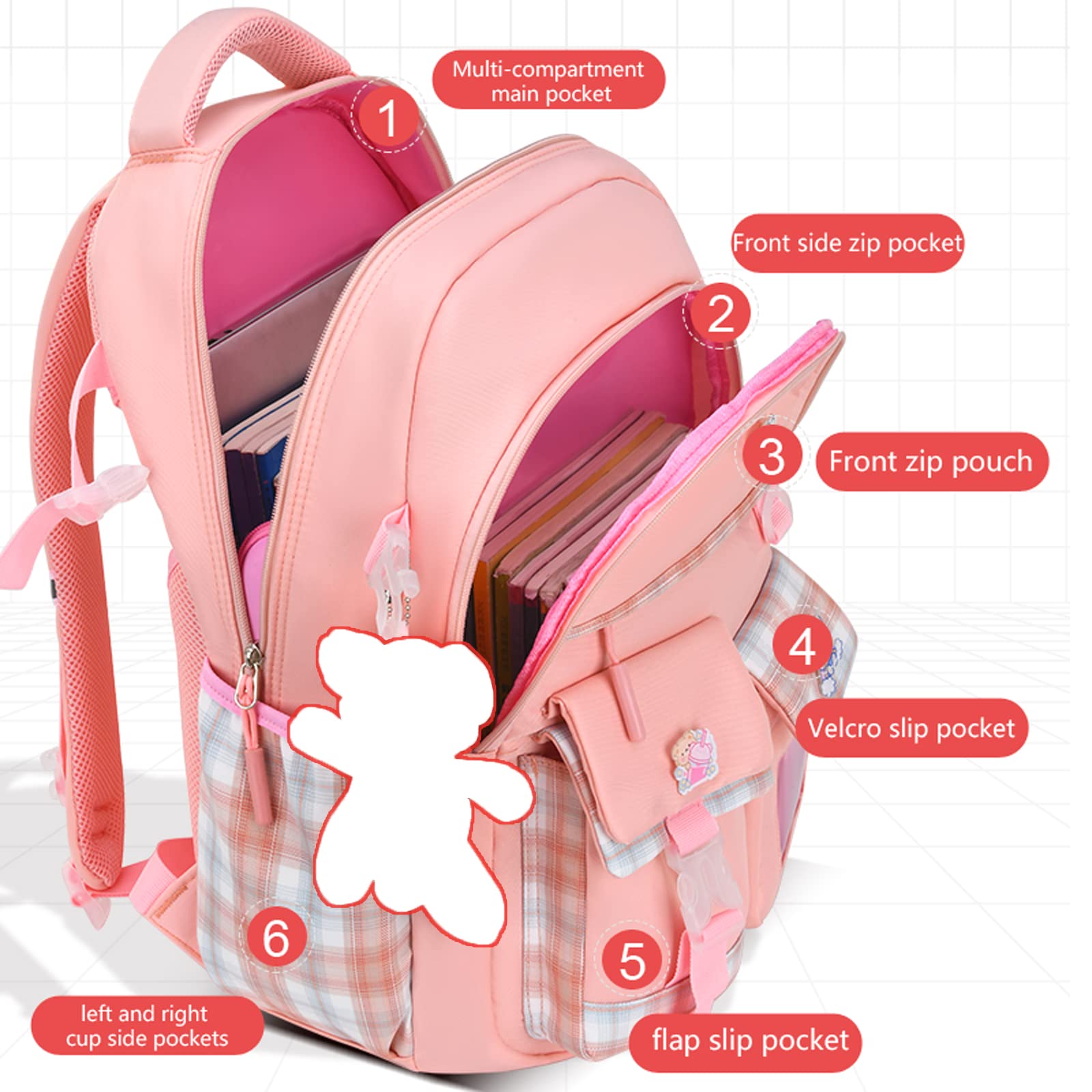 kebeixuan girls backpacks large bookbag laptop compartment