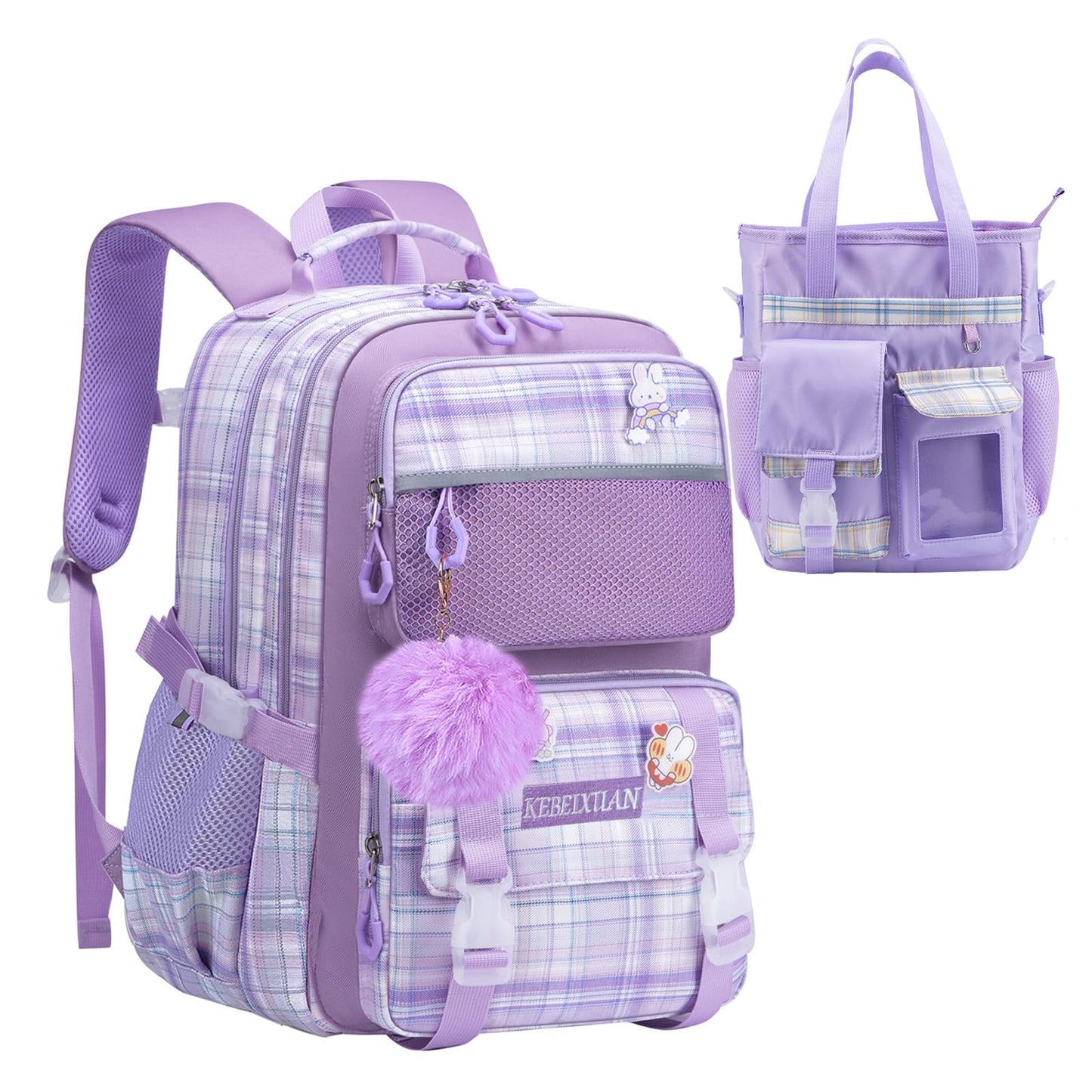 kebeixuan girls backpacks cute large capacity bookbag multi-pockets