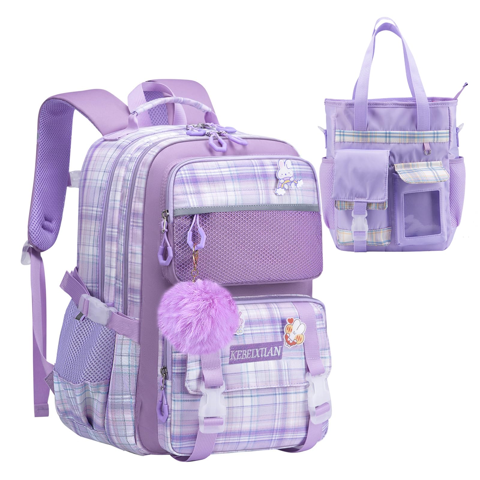 kebeixuan girls backpacks cute large capacity bookbag multi-pockets