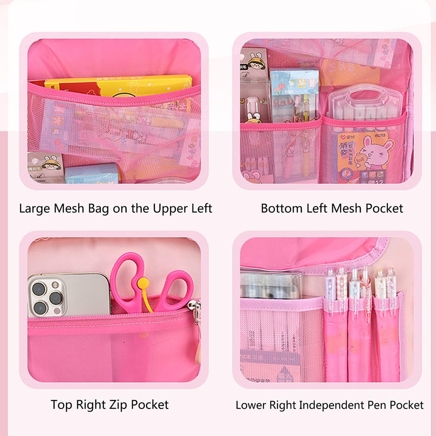 KEBEIXUAN 3-Piece Kawaii School Backpack Set for Girls – Cute Quicksand Style Bag with Lunch Bag & Pencil Case, Large Capacity