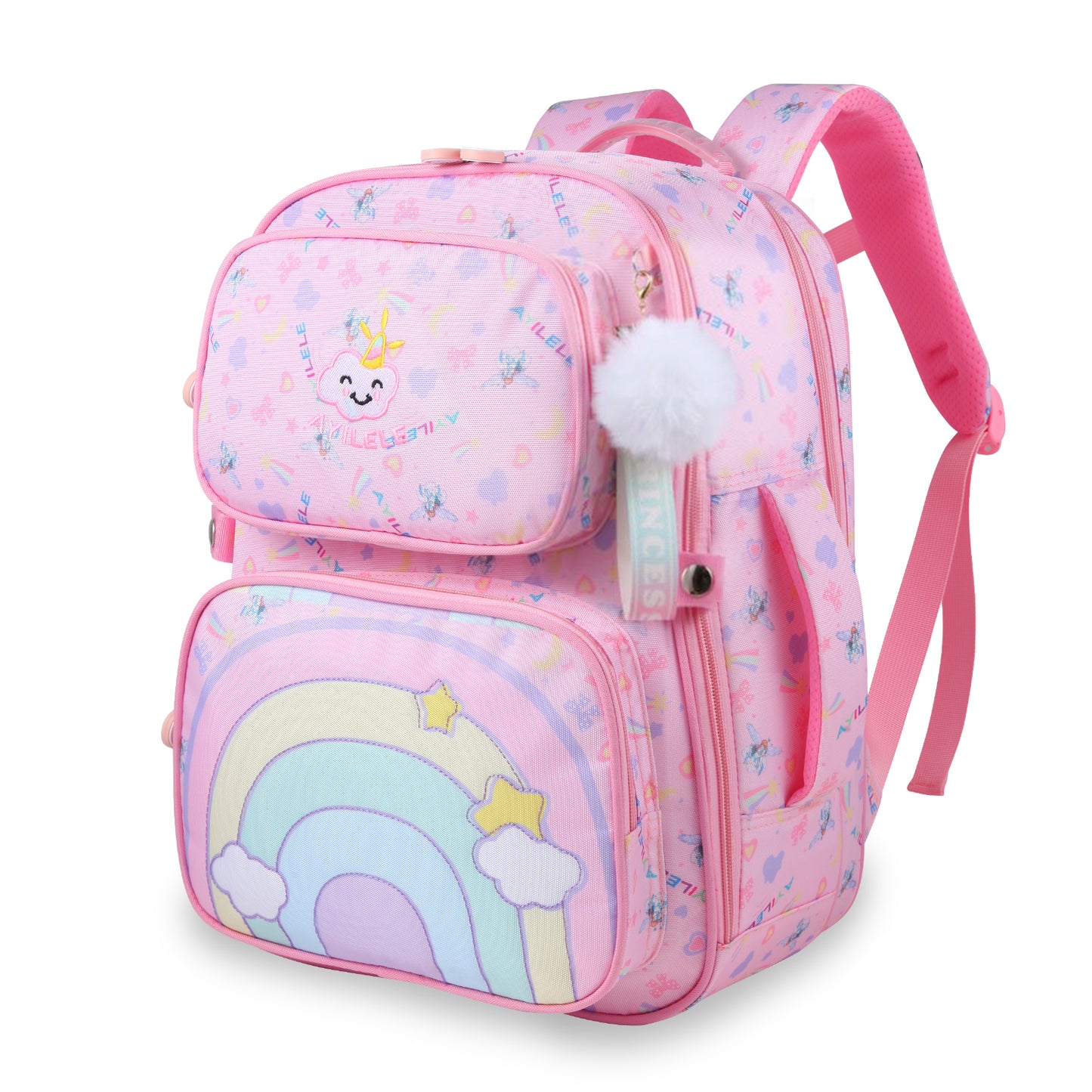 KEBEIXUAN Cute Girls Backpack Schoolbag,Kawaii Rainbow Cartoon Print
