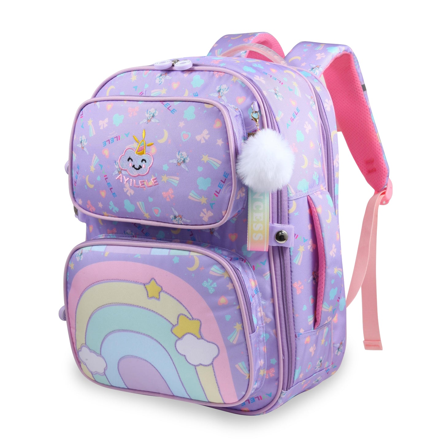 KEBEIXUAN Cute Girls Backpack Schoolbag,Kawaii Rainbow Cartoon Print