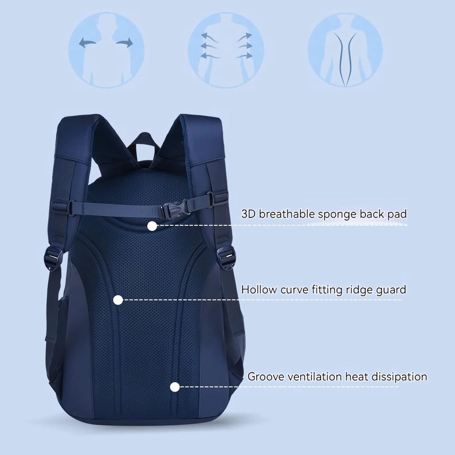 KEBEIXUAN Side Open School Bags, Boys Reflective Backpack
