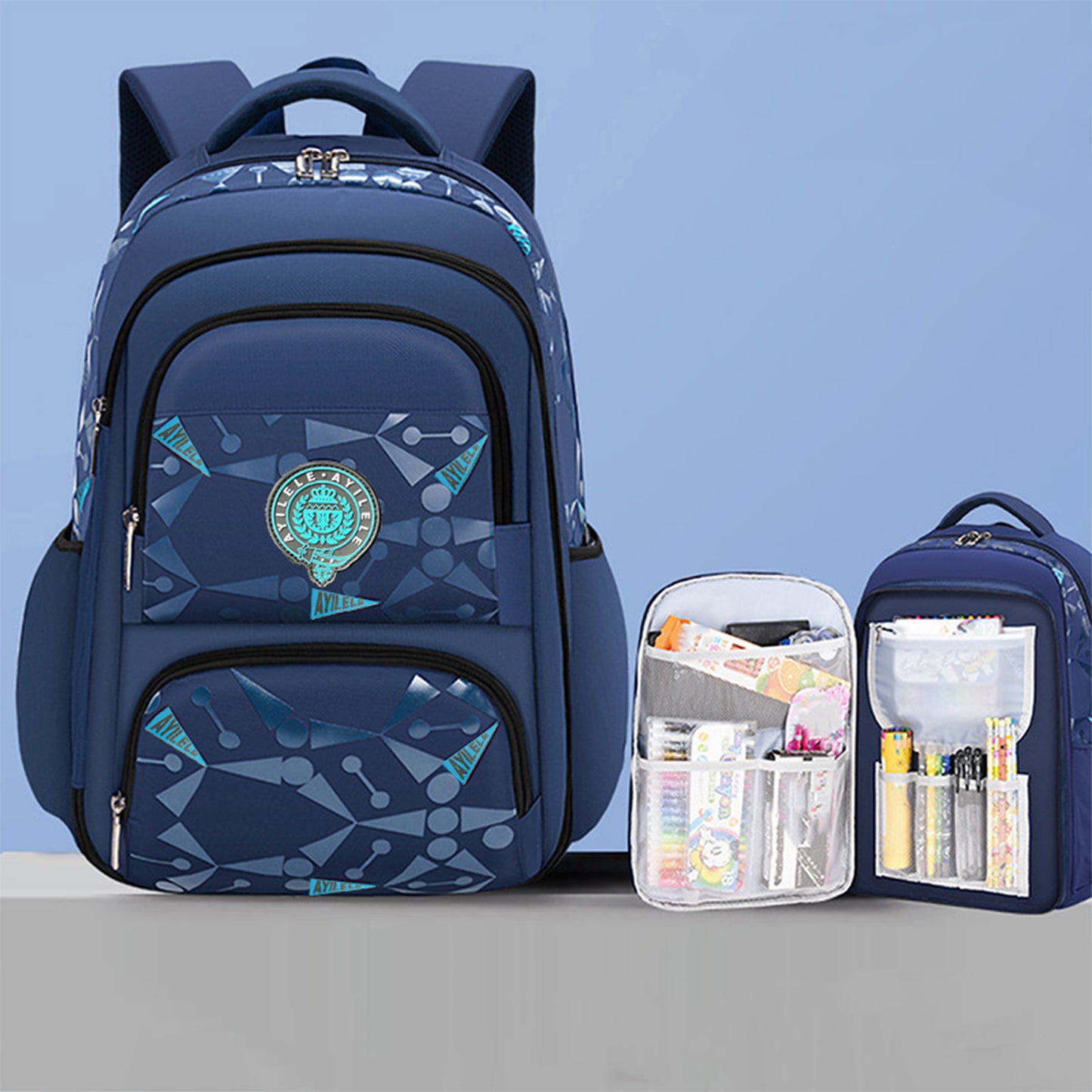 KEBEIXUAN Side Open School Bags, Boys Reflective Backpack