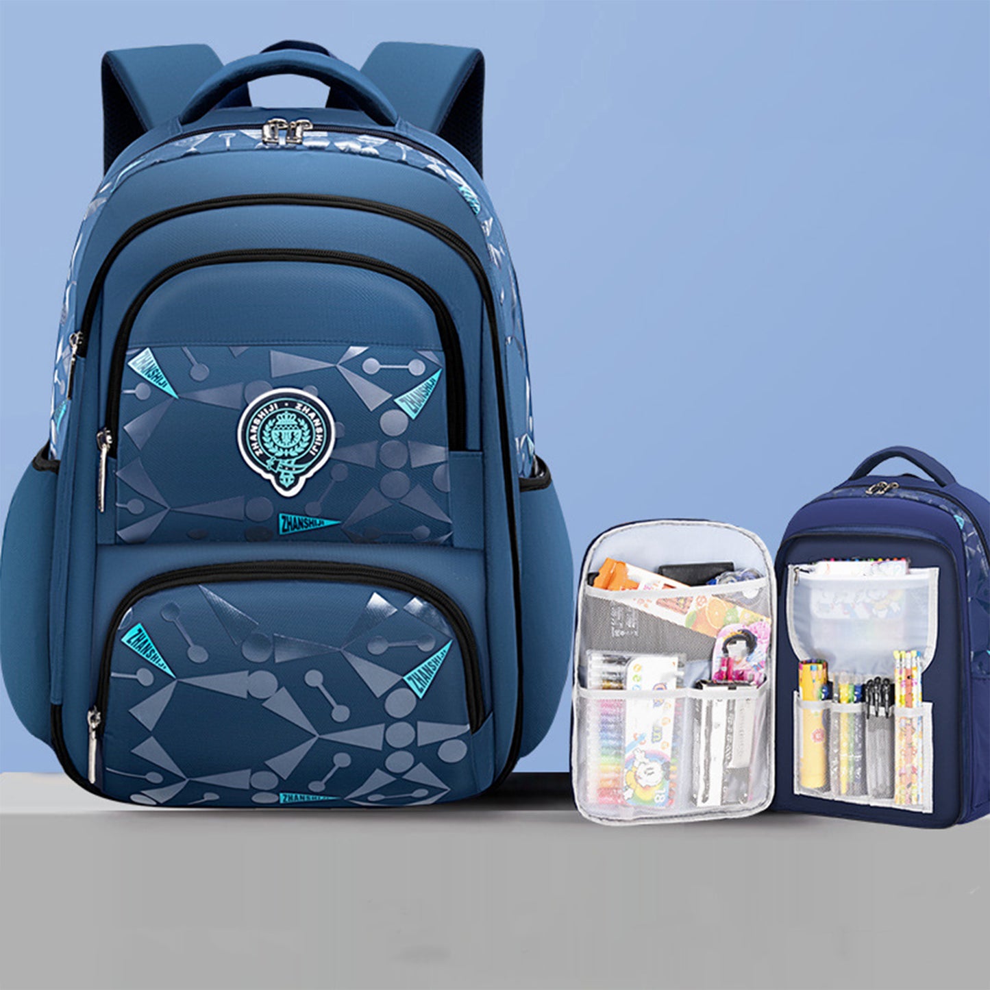 KEBEIXUAN Side Open School Bags, Boys Reflective Backpack