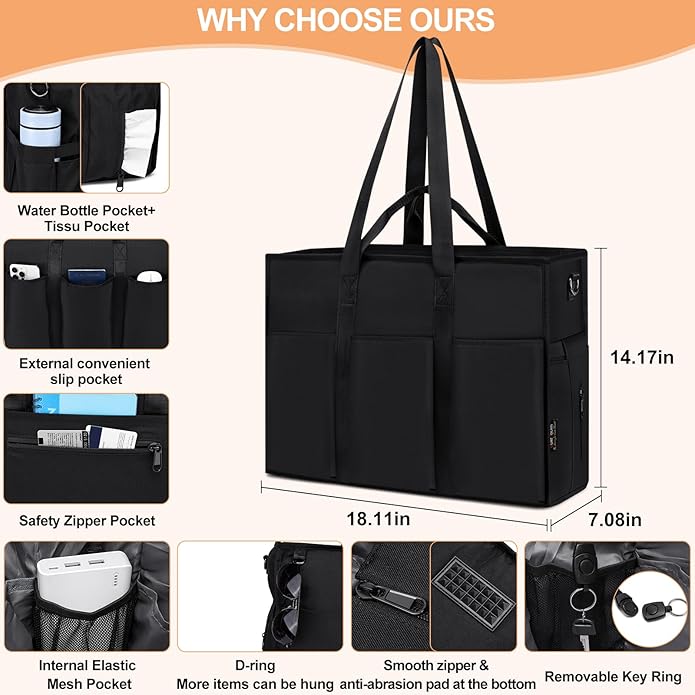 KEBEIXUAN Work Tote Bags for Women with Laptop Compartment Ideal for Teacher, Nurse, Professionals Versatile as Diaper Bag Laptop Tote