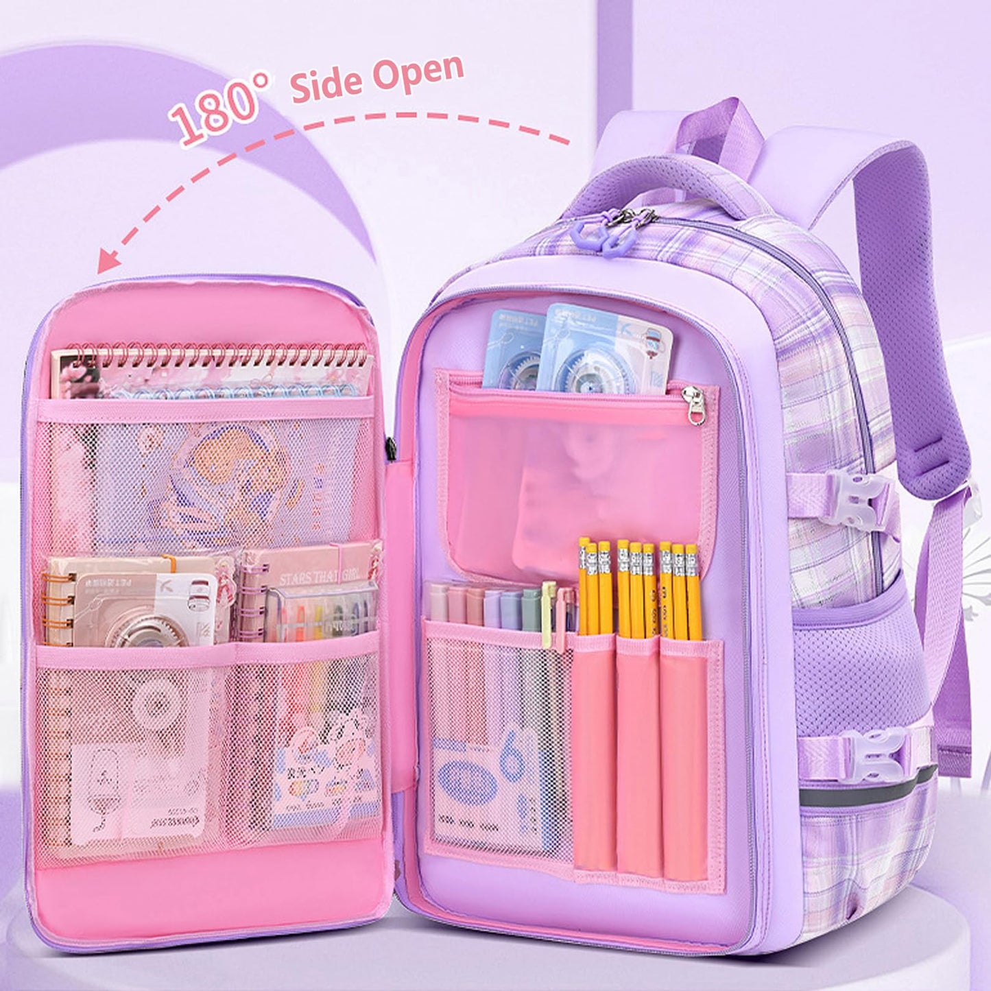 KEBEIXUAN Large Capacity School Backpack for Girls – Cute & Practical Bookbag for Kids Ages 6–12