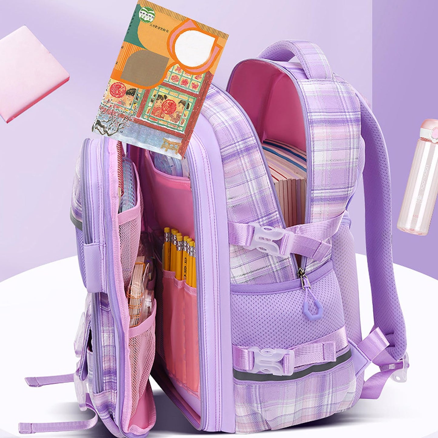 KEBEIXUAN Large Capacity School Backpack for Girls – Cute & Practical Bookbag for Kids Ages 6–12