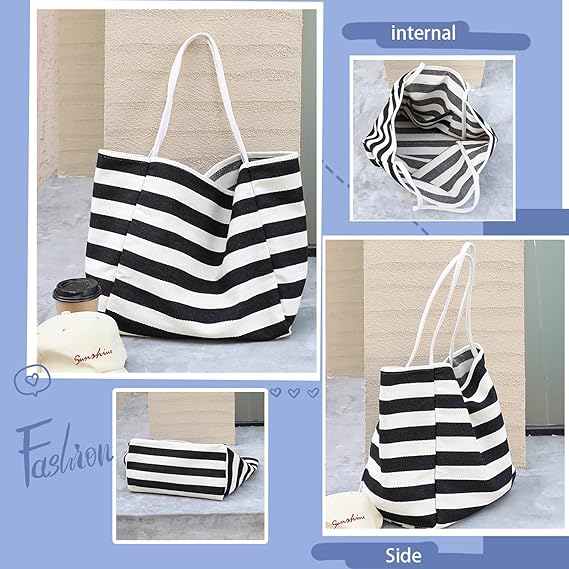 WYCY Canvas Tote Bag Tote Bags for Women Big Capacity Shoulder Bag with Inner Pocket for Work Beach Travel