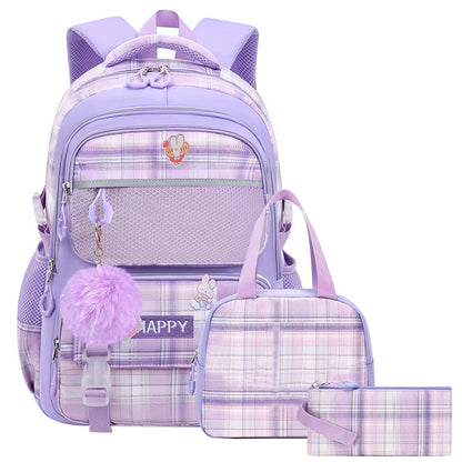 KEBEIXUAN Kids Backpack Set for Girls - Large School Bookbag with Compartments + Matching Lunch Bag & Pencil Case
