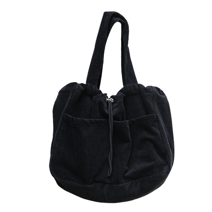 WYCY Corduroy Tote Bag for Women, Large Capacity Corduroy Bag Work Drawstring Bags with Inner Pocket Office Tote Handbag