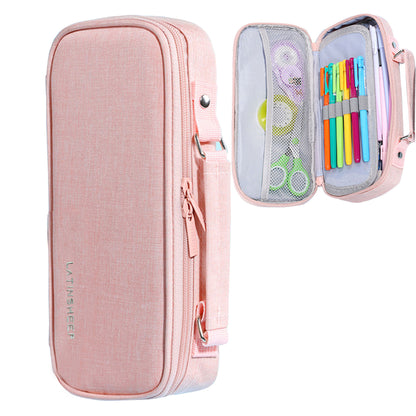 KEBEIXUAN Large Capacity Canvas Pencil Case - Durable Black Zippered Pen Organizer with Multiple Compartments