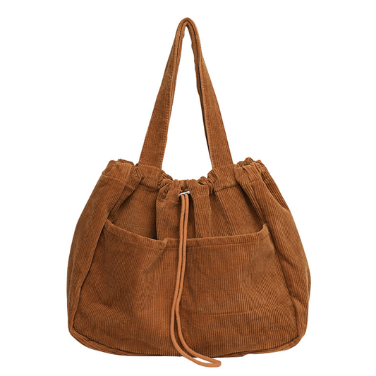 WYCY Corduroy Tote Bag for Women, Large Capacity Corduroy Bag Work Drawstring Bags with Inner Pocket Office Tote Handbag