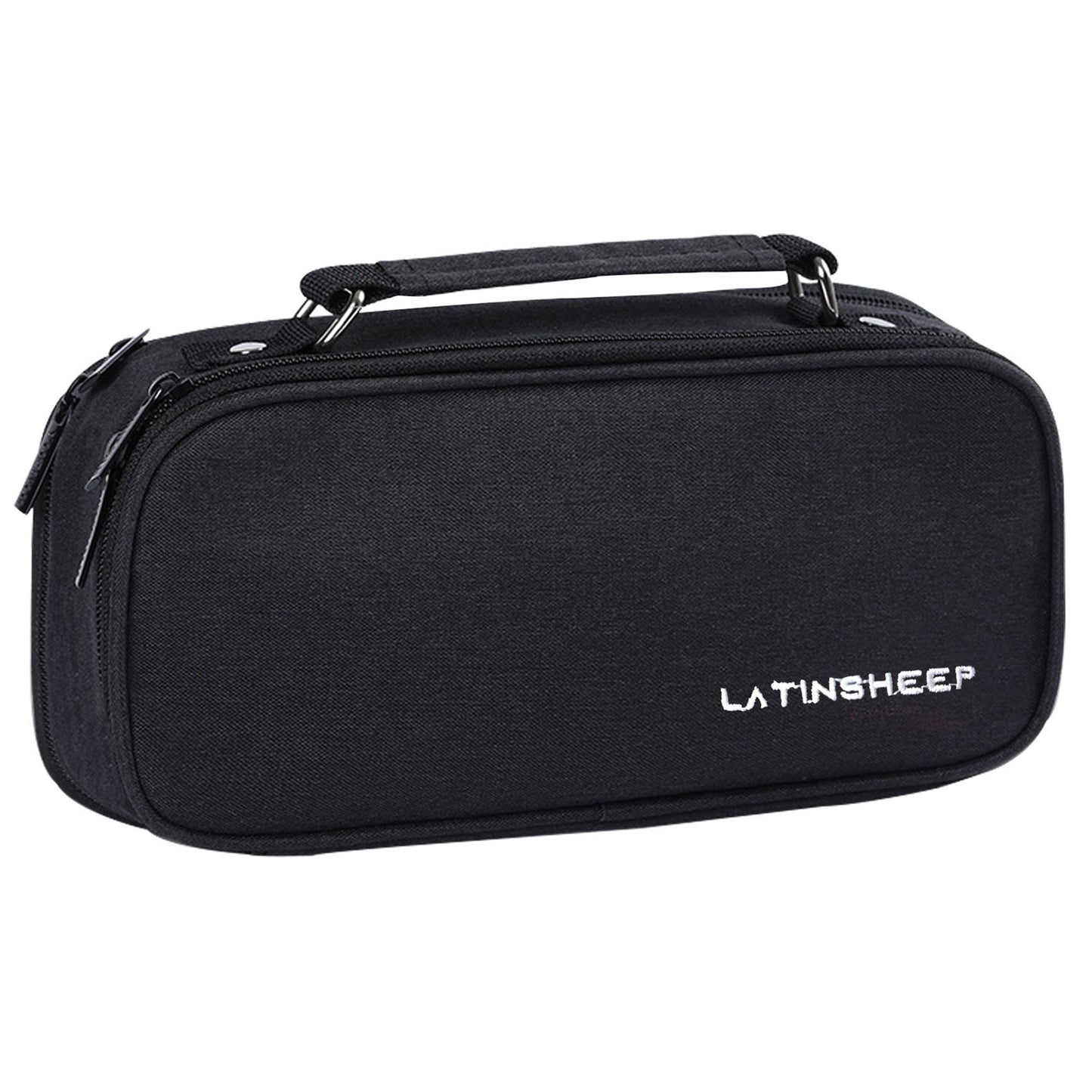 KEBEIXUAN Large Capacity Canvas Pencil Case - Durable Black Zippered Pen Organizer with Multiple Compartments