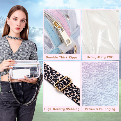 KEBEIXUAN Stadium-Approved Clear Bag – Chic Transparent Crossbody Purse for Women at Concerts & Sports Days