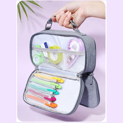 KEBEIXUAN Large Capacity Canvas Pencil Case - Durable Black Zippered Pen Organizer with Multiple Compartments
