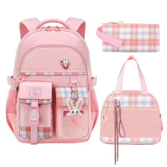 KEBEIXUAN 3-Piece School Bag Set for Girls – Kawaii Backpack with Lunch Bag & Pencil Case for Ages 6–15